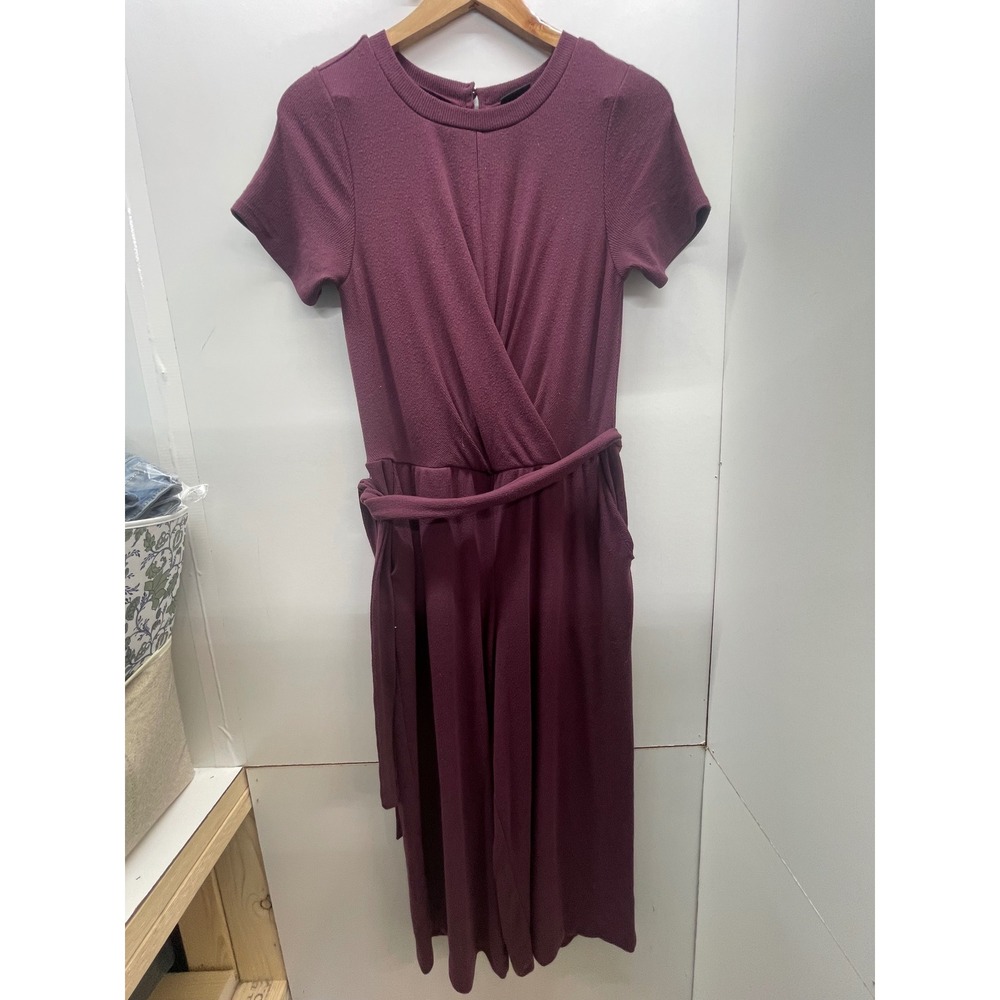 Torrid Womens Plum Purple Ribbed Knit Short Sleeve Wrap Front Jumpsuit 00 M L